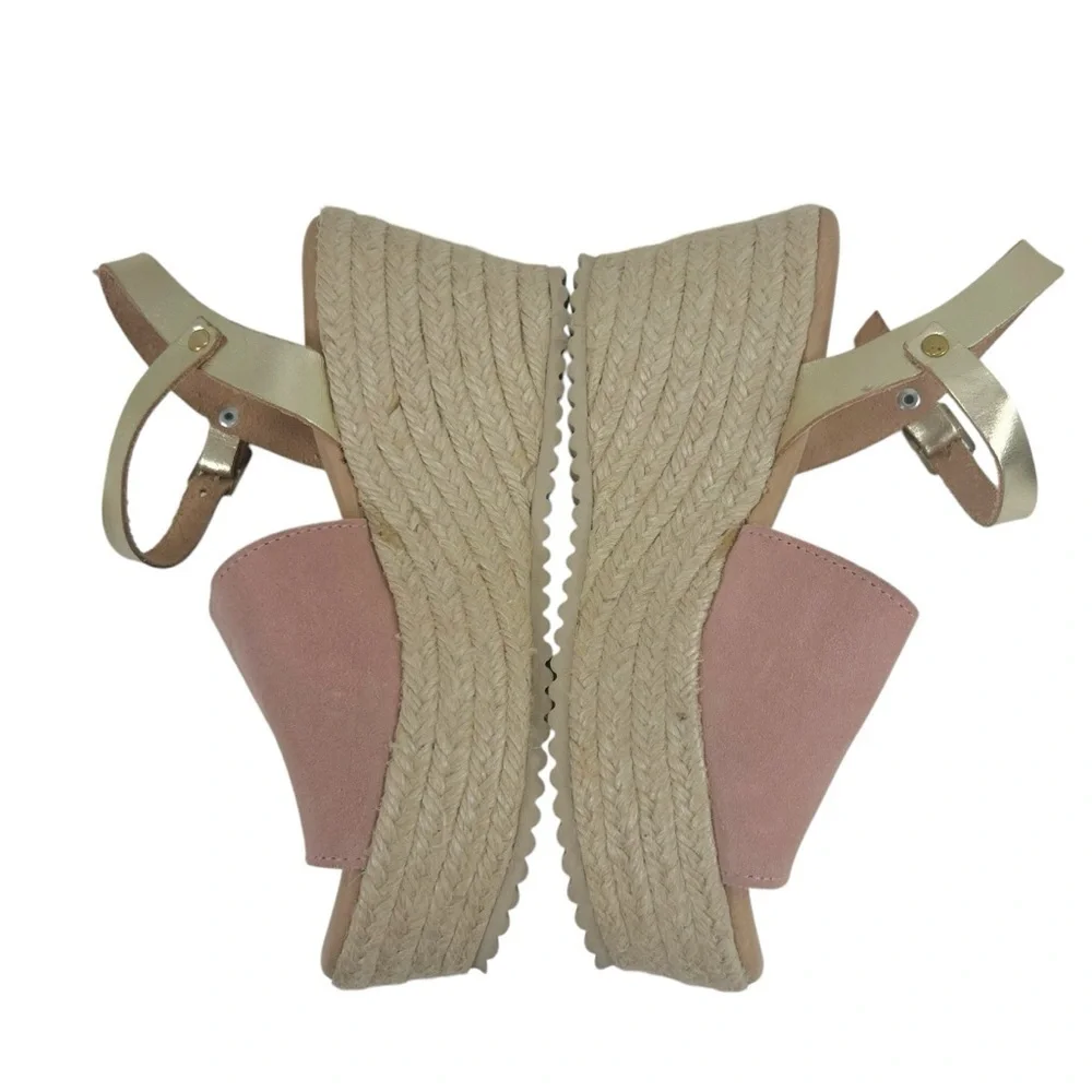Cordani Blush Pink Suede and Gold Strap Espadrille Sandals